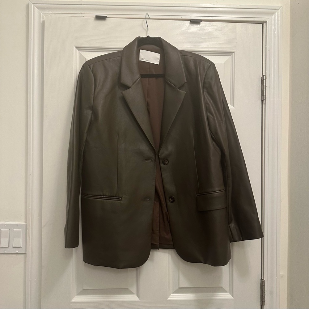 OAK + FORT Faux Leather Blazer